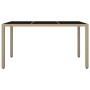 Mesa de jardín ratán beige y superficie de vidrio templado de vidaXL, Mesas de jardín - Ref: Foro24-319553, Precio: 126,36 €,...