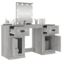 Tocador con LED color gris Sonoma 130x50x132,5 cm de vidaXL, Tocadores para dormitorios - Ref: Foro24-3185349, Precio: 167,26...