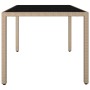Mesa de jardín ratán beige y superficie de vidrio templado de vidaXL, Mesas de jardín - Ref: Foro24-319553, Precio: 126,36 €,...