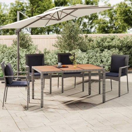 Mesa de jardín ratán PE gris y superficie madera maciza acacia de vidaXL, Mesas de jardín - Ref: Foro24-319552, Precio: 151,5...