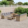 Conjunto de sofá de jardín con cojín 11 pcs Beige y Gris Claro en Sofás de exterior | Comprar online en Foru.es
