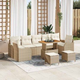 Conjunto de sofá de jardín con cojín 10 pcs Beige y Crema en Sofás de exterior | Comprar online en Foru.es