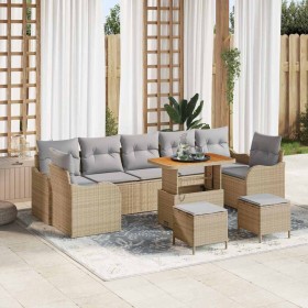Conjunto de sofá de jardín con cojín 10 pcs Beige y Gris Claro en Sofás de exterior | Comprar online en Foru.es