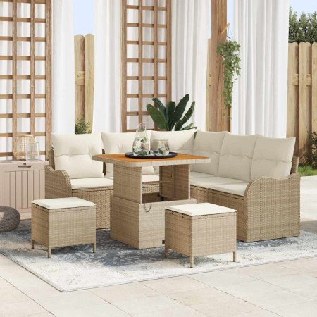 Conjunto de sofá de jardín con cojín 8 pcs Beige y Crema en Sofás de exterior | Comprar online en Foru.es