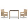 Set comedor de jardín 3 pzas con cojines ratán sintético beige de vidaXL, Conjuntos de jardín - Ref: Foro24-3187348, Precio: ...