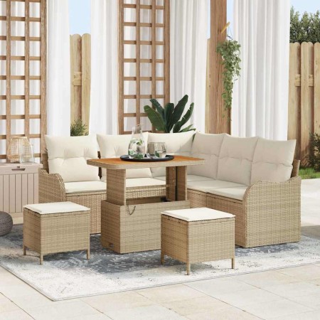 Conjunto de sofá de jardín con cojín 8 pcs Beige y Crema en Sofás de exterior | Comprar online en Foru.es
