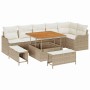 Conjunto de sofá de jardín con cojín 9 pcs Beige y Crema en Sofás de exterior | Comprar online en Foru.es