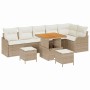 Conjunto de sofá de jardín con cojín 9 pcs Beige y Crema en Sofás de exterior | Comprar online en Foru.es