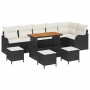 Conjunto de sofá de jardín con cojín 10 pcs Negro y crema en Sofás de exterior | Comprar online en Foru.es