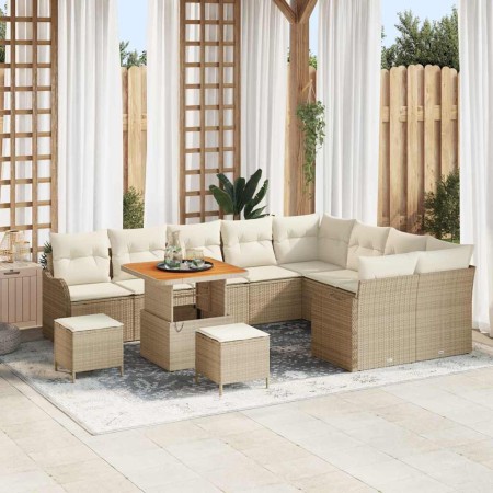 Conjunto de sofá de jardín con cojín 12 pcs Beige y Crema en Sofás de exterior | Comprar online en Foru.es