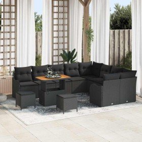 Conjunto de sofá de jardín con cojín con almohada 12 pcs Negro en Sofás de exterior | Comprar online en Foru.es