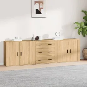 Aparadores 3 piezas madera contrachapada color roble sonoma de vidaXL, Aparadores - Ref: Foro24-3185402, Precio: 263,90 €, De...