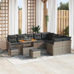 Conjunto de sofá de jardín con cojín con almohada 12 pcs Gris en Sofás de exterior | Comprar online en Foru.es