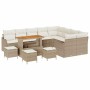 Conjunto de sofá de jardín con cojín 13 pcs Beige y Crema en Sofás de exterior | Comprar online en Foru.es