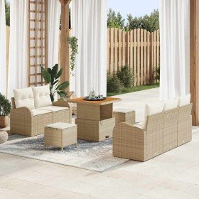 Conjunto de sofá de jardín con cojín 8 pcs Beige y Crema en Sofás de exterior | Comprar online en Foru.es
