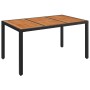 Mesa de jardín superficie de madera ratán PE negro 150x90x75 cm de vidaXL, Mesas de jardín - Ref: Foro24-319901, Precio: 169,...