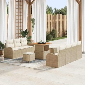 Conjunto de sofá de jardín con cojín 10 pcs Beige y Crema en Sofás de exterior | Comprar online en Foru.es