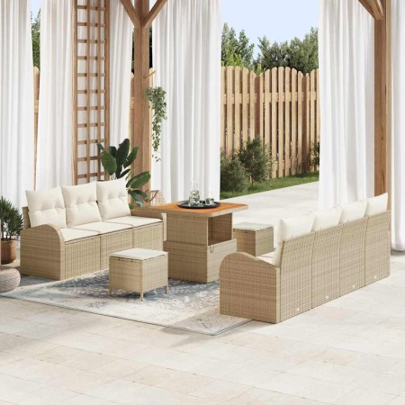 Conjunto de sofá de jardín con cojín 10 pcs Beige y Crema en Sofás de exterior | Comprar online en Foru.es