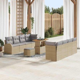 Conjunto de sofá de jardín con cojín 11 pcs Beige y Gris Claro en Sofás de exterior | Comprar online en Foru.es
