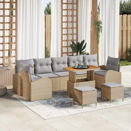 Conjunto de sofá de jardín con cojín 10 pcs Beige y Gris Claro en Sofás de exterior | Comprar online en Foru.es