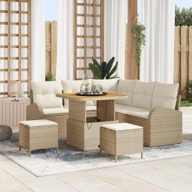 Conjunto de sofá de jardín con cojín 8 pcs Beige y Crema en Sofás de exterior | Comprar online en Foru.es