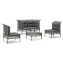 Set de muebles de jardín 5 pzas y cojines ratán sintético gris de vidaXL, Conjuntos de jardín - Ref: Foro24-3187485, Precio: ...
