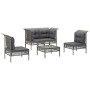 Set de muebles de jardín 5 pzas y cojines ratán sintético gris de vidaXL, Conjuntos de jardín - Ref: Foro24-3187485, Precio: ...