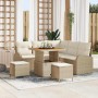 Conjunto de sofá de jardín con cojín 8 pcs Beige y Crema en Sofás de exterior | Comprar online en Foru.es