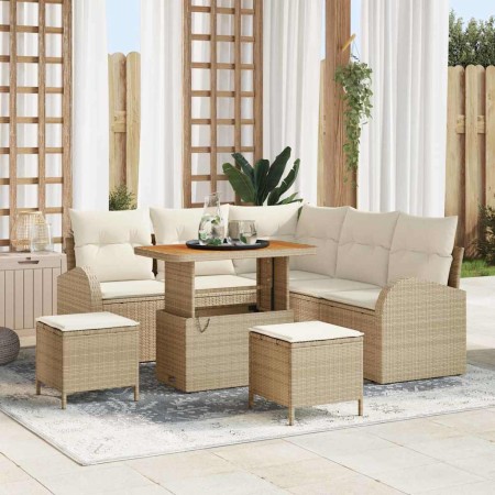 Conjunto de sofá de jardín con cojín 8 pcs Beige y Crema en Sofás de exterior | Comprar online en Foru.es