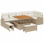 Conjunto de sofá de jardín con cojín 9 pcs Beige y Crema en Sofás de exterior | Comprar online en Foru.es