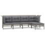 Set de muebles de jardín 5 pzas y cojines ratán sintético gris de vidaXL, Conjuntos de jardín - Ref: Foro24-3187503, Precio: ...