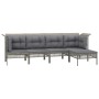 Set de muebles de jardín 5 pzas y cojines ratán sintético gris de vidaXL, Conjuntos de jardín - Ref: Foro24-3187503, Precio: ...