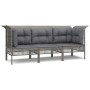 Set de muebles de jardín 3 pzas y cojines ratán sintético gris de vidaXL, Conjuntos de jardín - Ref: Foro24-3187474, Precio: ...