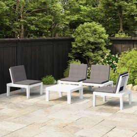 Set de muebles de jardín 4 piezas con cojines plástico blanco en Conjuntos de jardín | Comprar online en Foru.es