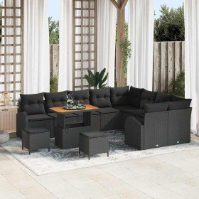 Conjunto de sofá de jardín con cojín con almohada 12 pcs Negro en Sofás de exterior | Comprar online en Foru.es