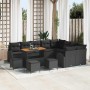 Conjunto de sofá de jardín con cojín con almohada 13 pcs Negro en Sofás de exterior | Comprar online en Foru.es