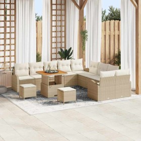 Conjunto de sofá de jardín con cojín 13 pcs Beige y Crema en Sofás de exterior | Comprar online en Foru.es