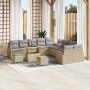 Conjunto de sofá de jardín con cojín 13 pcs Beige y Gris Claro en Sofás de exterior | Comprar online en Foru.es