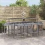 Mesa y taburetes altos jardín 11 piezas y cojines ratán PE gris de vidaXL, Conjuntos de jardín - Ref: Foro24-3187640, Precio:...
