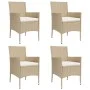 Mesita y sillas jardín 5 pzas y cojines ratán sintético beige de vidaXL, Conjuntos de jardín - Ref: Foro24-3187421, Precio: 3...