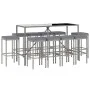 Mesa y taburetes altos jardín 11 piezas y cojines ratán PE gris de vidaXL, Conjuntos de jardín - Ref: Foro24-3187640, Precio:...