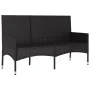 Banco de jardín de 3 plazas con cojines ratán sintético negro de vidaXL, Bancos de jardín - Ref: Foro24-319494, Precio: 96,17...