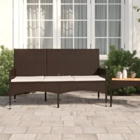 Banco de jardín de 3 plazas con cojines ratán sintético marrón de vidaXL, Bancos de jardín - Ref: Foro24-319491, Precio: 92,1...
