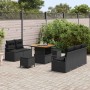 Conjunto de sofá de jardín con cojín con almohada 8 pcs Negro en Sofás de exterior | Comprar online en Foru.es