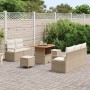 Conjunto de sofá de jardín con cojín 8 pcs Beige y Crema en Sofás de exterior | Comprar online en Foru.es