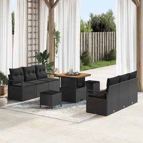 Conjunto de sofá de jardín 9 pcs Negro Poliratán en Sofás de exterior | Comprar online en Foru.es