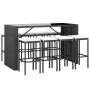 Mesa y taburetes altos jardín 9 piezas y cojines ratán PE negro de vidaXL, Conjuntos de jardín - Ref: Foro24-3187623, Precio:...