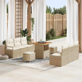 Conjunto de sofá de jardín 9 pcs Beige Poliratán en Sofás de exterior | Comprar online en Foru.es