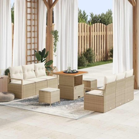 Conjunto de sofá de jardín 9 pcs Beige Poliratán en Sofás de exterior | Comprar online en Foru.es