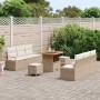 Conjunto de sofá de jardín 9 pcs Beige Poliratán en Sofás de exterior | Comprar online en Foru.es